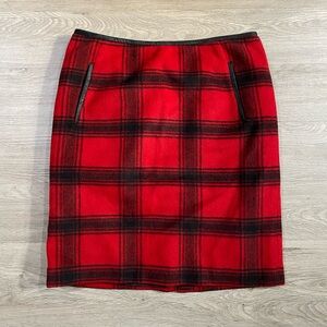 Talbots Red Plaid Wool Fleece Women's‎ Skirt cons